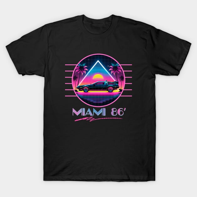 MIAMI 80S RETRO STYLE PINK NEON T-Shirt by DISCO DISCO MX